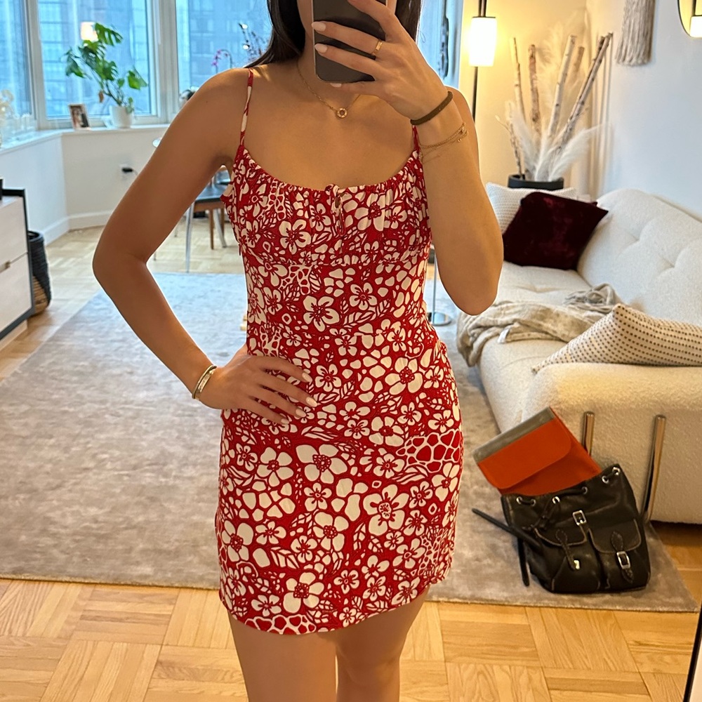 Sunday Best red and white floral mini dress.